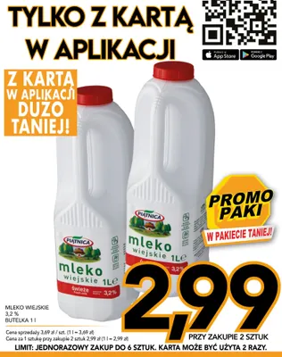 Mleko wiejskie Piątnica 3,2% promocja w Kupiec
