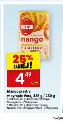 Mango plastry w syropie Vera promocja w Twój Market