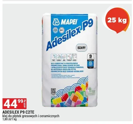 Klej do płytek Adesilex P9 C2TE Mapei promocja w Merkury Market