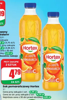 Sok pomarańczowy 100% Hortex promocja w Dino