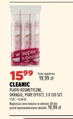 Płatki kosmetyczne Cleanic Pure Effect promocja w Drogerie Natura
