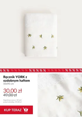 Ręcznik York z ozdobnym haftem 50x90 cm promocja w Homla
