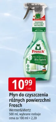 Płyn do czyszczenia różnych powierzchni Frosch Bio Spirit Werner&Mertz promocja w Leclerc