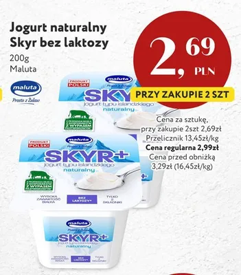 Jogurt naturalny Skyr Maluta promocja w Market Point