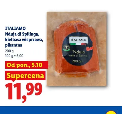 Nduja di Spilinga kiełbasa wieprzowa pikantna Italiamo promocja w Lidl