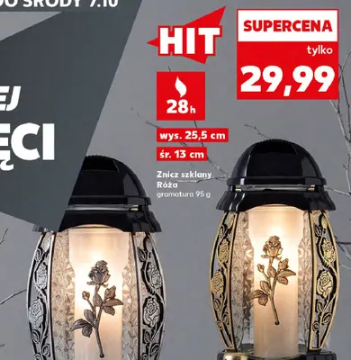 Znicz szklany Róża promocja w Kaufland