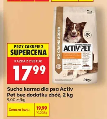 Sucha karma dla psa Activ Pet bez dodatku zbóż promocja w Biedronka