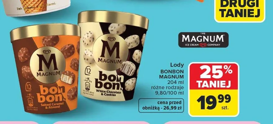 Lody Bon Bon Magnum Salted Caramel & Almond promocja w Carrefour