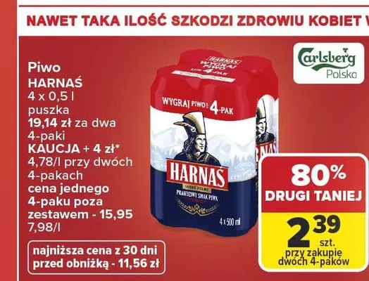 Piwo Harnaś Jasne Pełne promocja w Carrefour