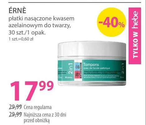 Płatki nasączone kwasem azelainowym do twarzy promocja w Hebe