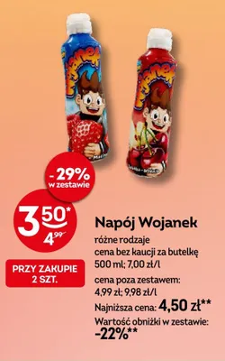 Napój Wojanek o smaku truskawkowym promocja w Żabka