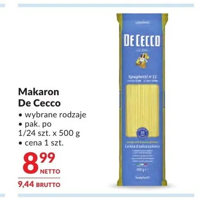 Makaron De Cecco promocja w Makro