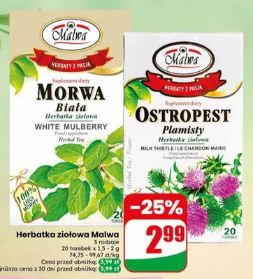 Herbatka ziołowa Ostropest Plamisty Malwa promocja w Dino