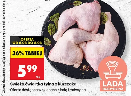 Świeża ćwiartka tylna z kurczaka promocja w Biedronka