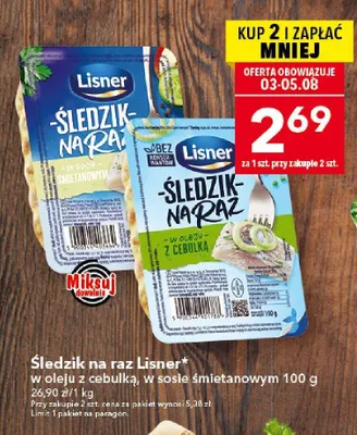 Śledzik na raz w sosie śmietanowym Lisner promocja w LEWIATAN