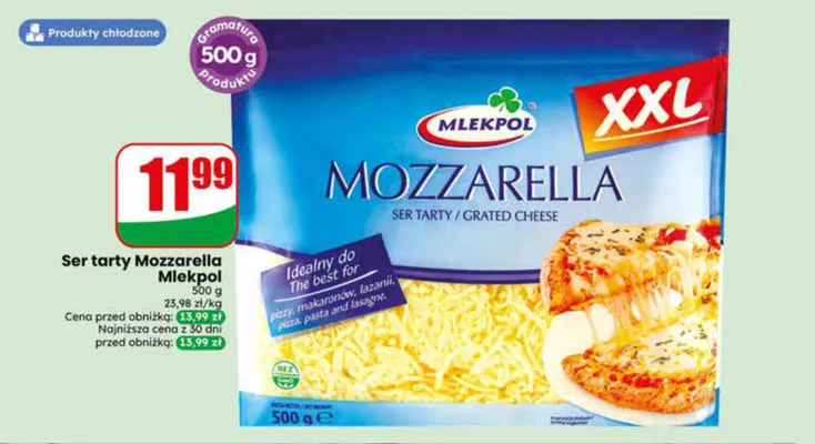 Ser tarty Mozzarella Mlekpol promocja w Dino