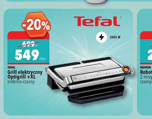 Grill elektryczny Optigrill +XL TEFAL srebrno-czarny 2000W promocja w Biedronka