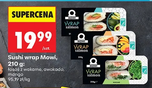 Sushi wrap łosoś z wakame, awokado, mango promocja w Biedronka