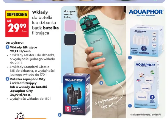 Wkłady filtrujące do dzbanka Maxfor+ Aquaphor 3-pak promocja w Biedronka