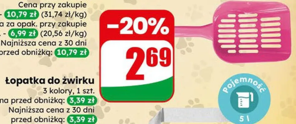 Łopatka do żwirku promocja w Dino