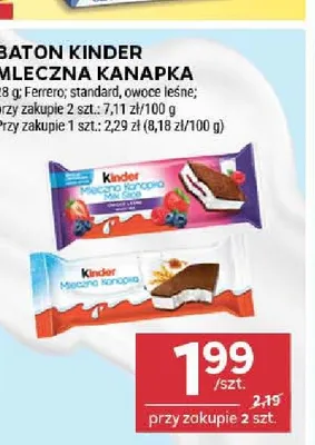 Baton Kinder Mleczna Kanapka owoce leśne promocja w Stokrotka