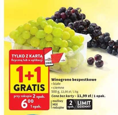 Winogrono bezpestkowe ciemne promocja w Intermarche