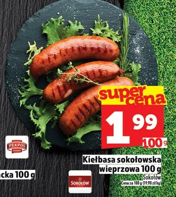Kiełbasa sokołowska wieprzowa Sokołów promocja w TOPAZ