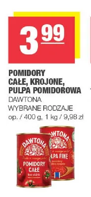 Pomidory całe, krojone, pulpa pomidorowa Dawtona promocja w SPAR