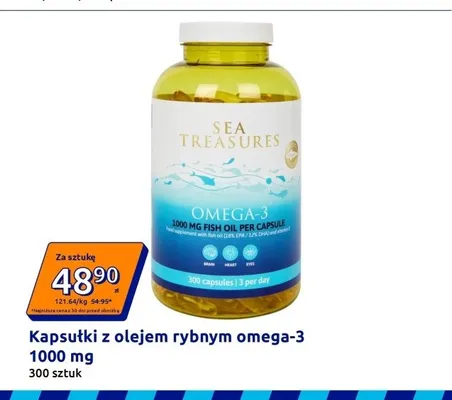 Kapsułki z olejem rybnym omega-3 Sea Treasures 300 sztuk 1000mg promocja w Action