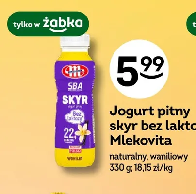 Jogurt pitny skyr bez laktozy naturalny Mlekovita promocja w Żabka