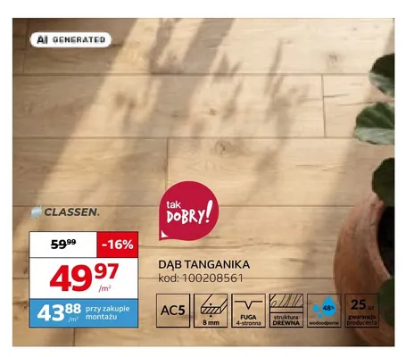 Panele podłogowe Classen Dąb Tanganika AC5 8 mm promocja w Komfort