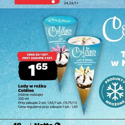 Lody w rożku Coldino promocja w Netto