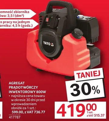 Agregat prądotwórczy inwentorowy 800W promocja w Selgros