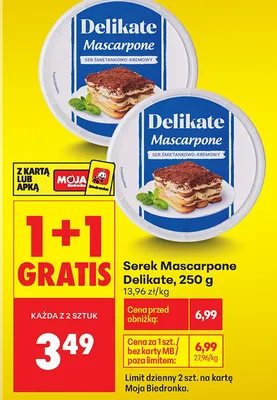 Serek Mascarpone Delikate promocja w Biedronka