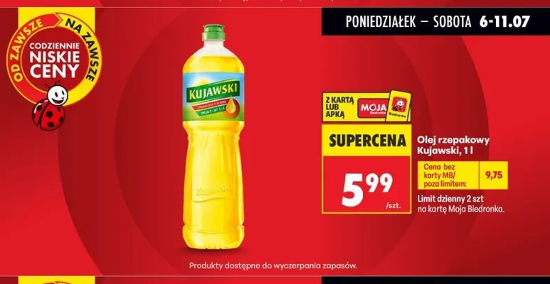 Olej rzepakowy Kujawski promocja w Biedronka