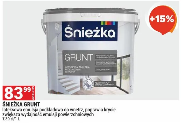 Śnieżka Grunt lateksowa emulsja podkładowa do wnętrz promocja w Merkury Market
