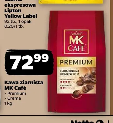 Kawa ziarnista MK Cafe Premium promocja w Netto