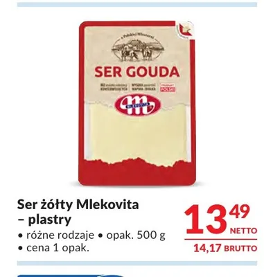 Ser żółty w plastrach Mlekovita promocja w Makro