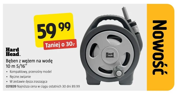 Bęben z wężem na wodę Hard Head 10 m 5/16" promocja w Jula