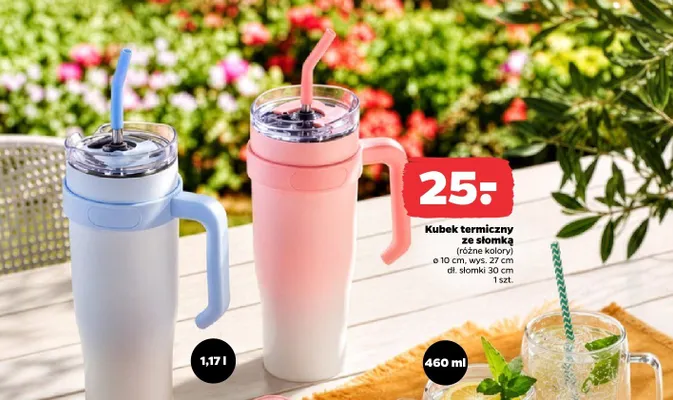 Kubek termiczny ze słomką 1,17l promocja w Netto