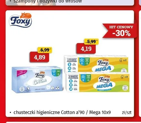 Chusteczki higieniczne Foxy Cotton promocja w Drogeria Kosmyk