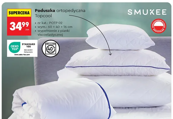 Poduszka ortopedyczna Smukee Topcool promocja w Biedronka