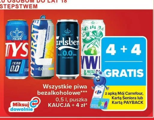 Piwo bezalkoholowe Tyskie Zero promocja w Carrefour Market