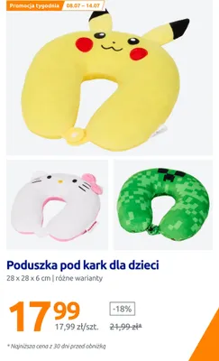 Poduszka pod kark dla dzieci Pikachu promocja w Action