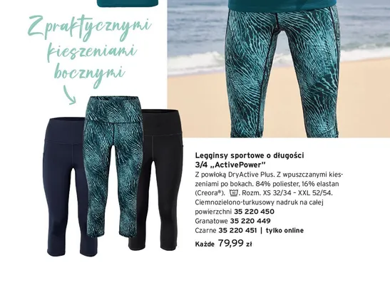 Legginsy sportowe o długości 3/4 Tchibo ActivePower granatowe promocja w Tchibo