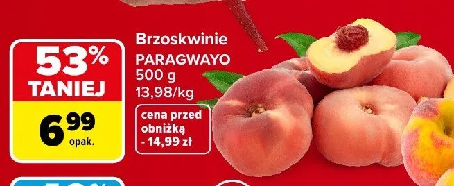 Brzoskwinie PARAGWAYO promocja w Carrefour