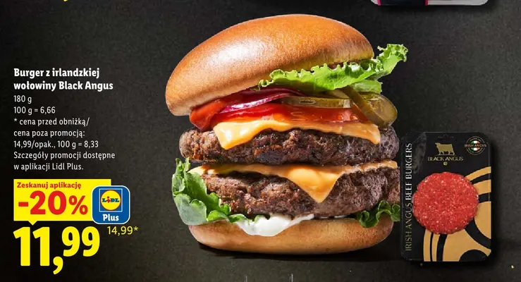 Burger z irlandzkiej wołowiny Black Angus promocja w Lidl