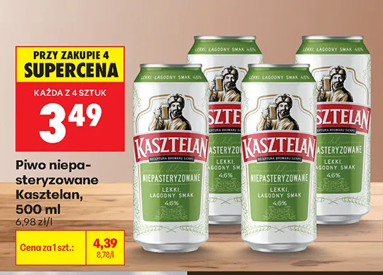 Piwo niepasteryzowane Kasztelan promocja w Biedronka