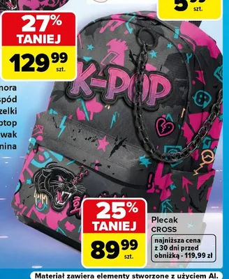Plecak CROSS CoolPack K-POP promocja w Carrefour