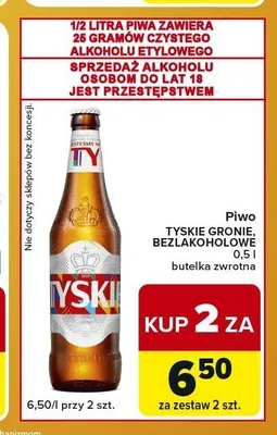 Piwo bezalkoholowe Tyskie promocja w Carrefour Express